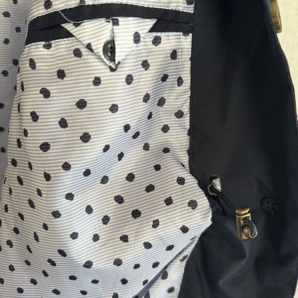 Lands' End Womens L 14-16 Navy Lined Polka Dot Raincoat Machine Wash Pockets - Picture 10 of 13